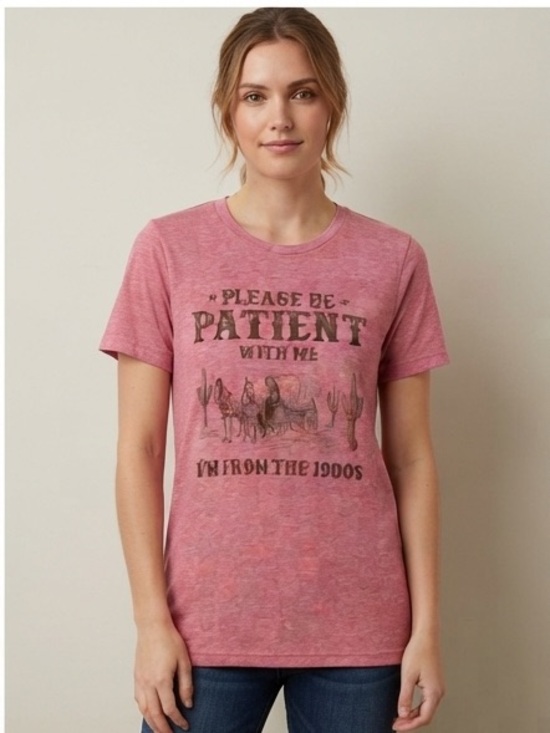 Tops - Please Be Patient With Me I'm From The 1900s Tee M 20” p2p Heather Pink EUC